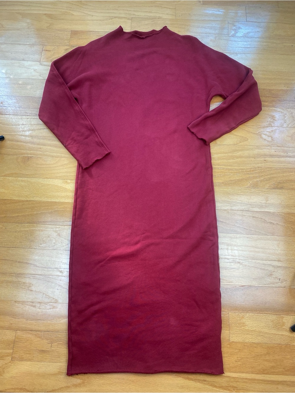 Frank & Eileen Izzie Rolled Funnel Neck Long Sleeve Raw Hem Sweatshirt Dress XS